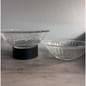 2‎ Kig Indonesia Glass Bowls 7 inch Rose Pattern